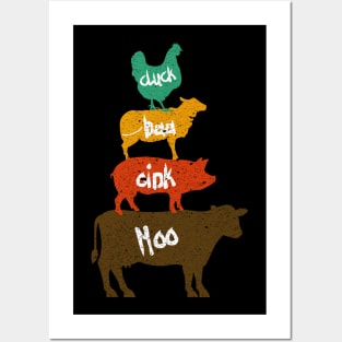 CLUCK BAA OINK MOO FARM ANIMALS Posters and Art